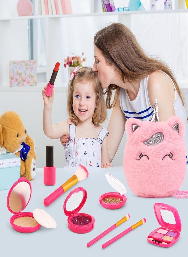 xFFFun Pretend Makeup Kit for Toddlers Girls Toys Age 3 4 5 6 7 8 Years Old Gifts, Fake Play Makeup Set for Kids Toy 3-5 4-6, Unicorn Princess Little Girl Purse with Make up, Valentines Gifts for Girls - Image 5